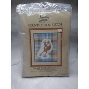 Something Special Counted Cross Stitch Kit Deer With Plaid Border Picture 50182